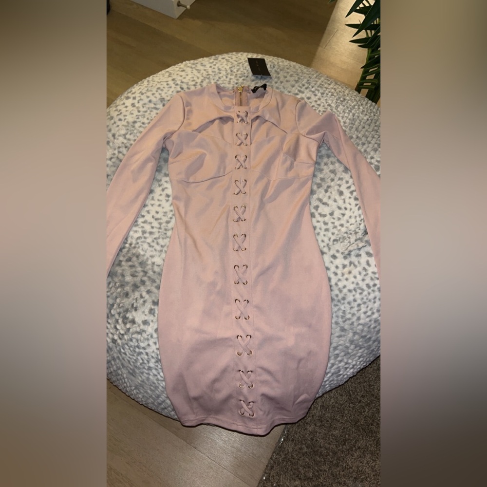 Suede lace up dress